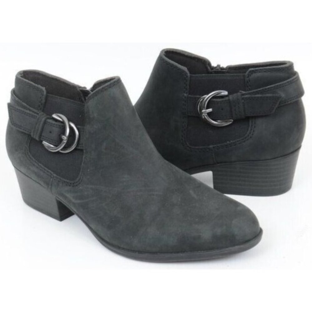 Clarks Adreena Leather Buckles Ankle Western Bootie Women's 9M‎ Minimalist Boho